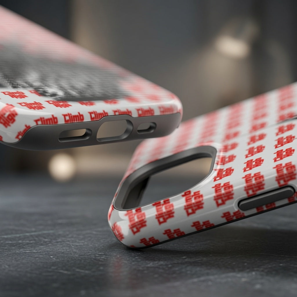 Climb High Phone Case — Red Crest, an Altitude & Iron phone case for tower climbers