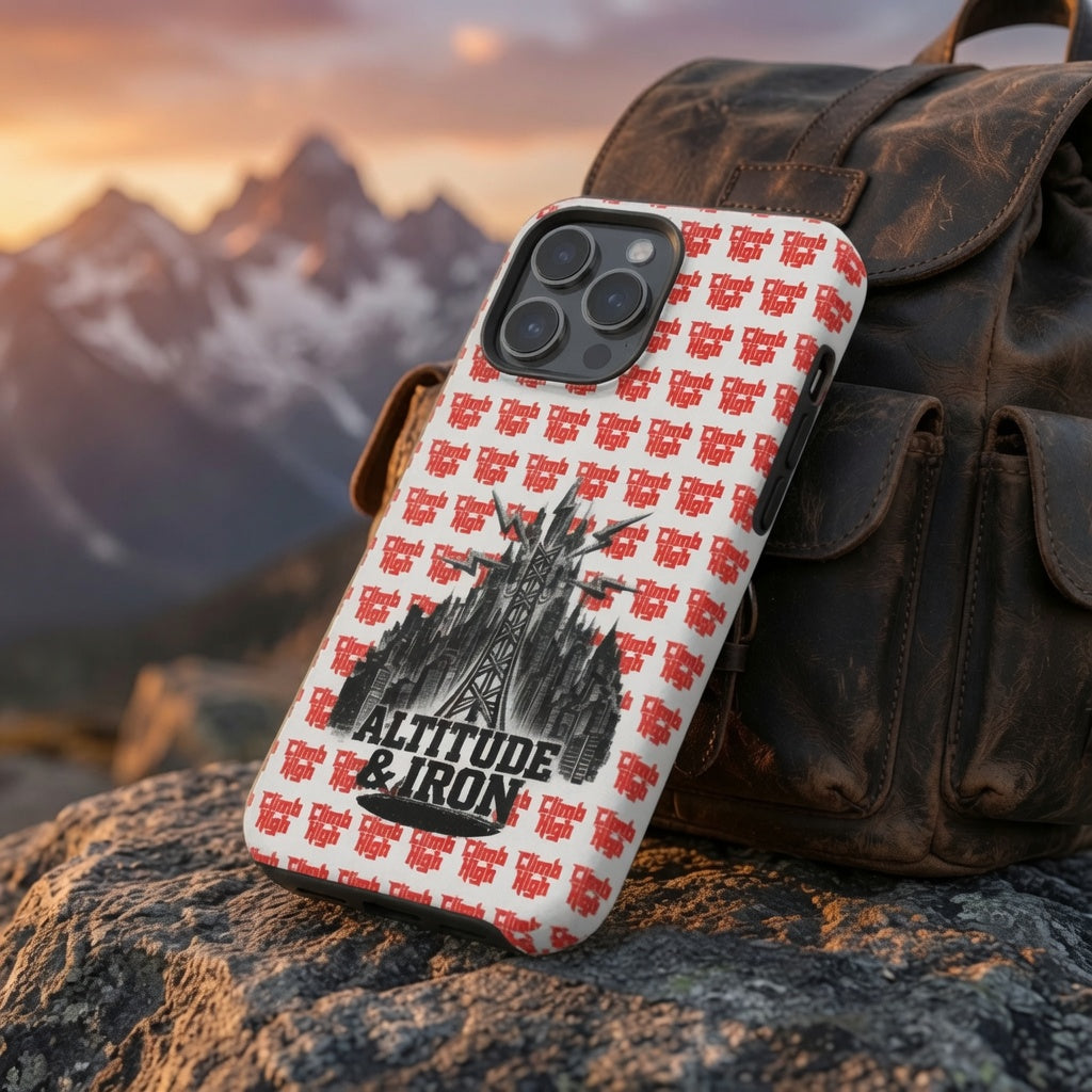 Climb High Phone Case — Red Crest, an Altitude & Iron phone case for tower climbers