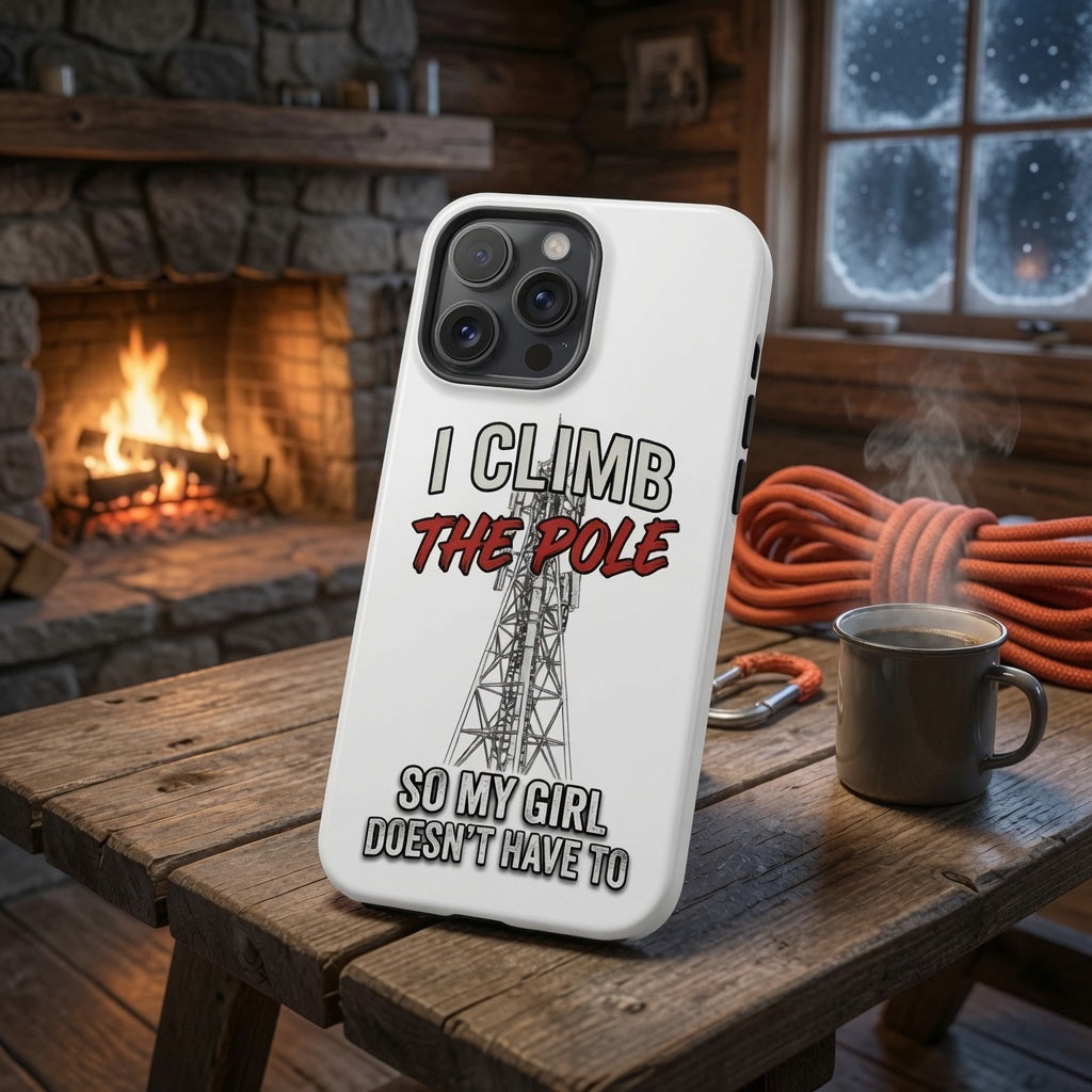 I Climb The Pole Samsung Galaxy Case, an Altitude & Iron phone case for tower climbers