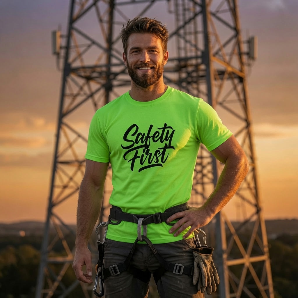 Altitude & Iron Co. Safety First Hi-Vis Performance Tee — Moisture-Wicking for Tower Crews