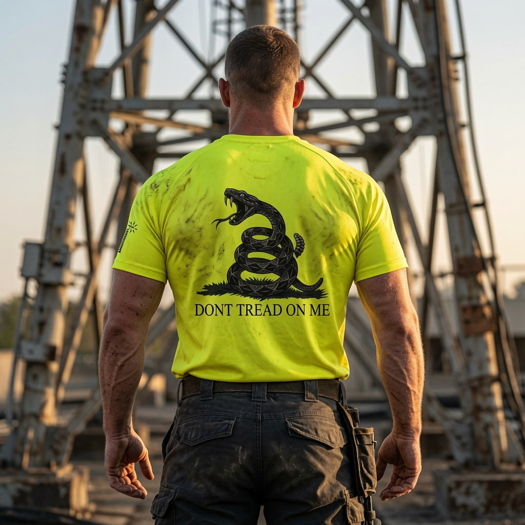 Altitude & Iron Co. Don't Tread on Me Hi-Vis Mesh Jersey — Breathable Neon for Tower Crews