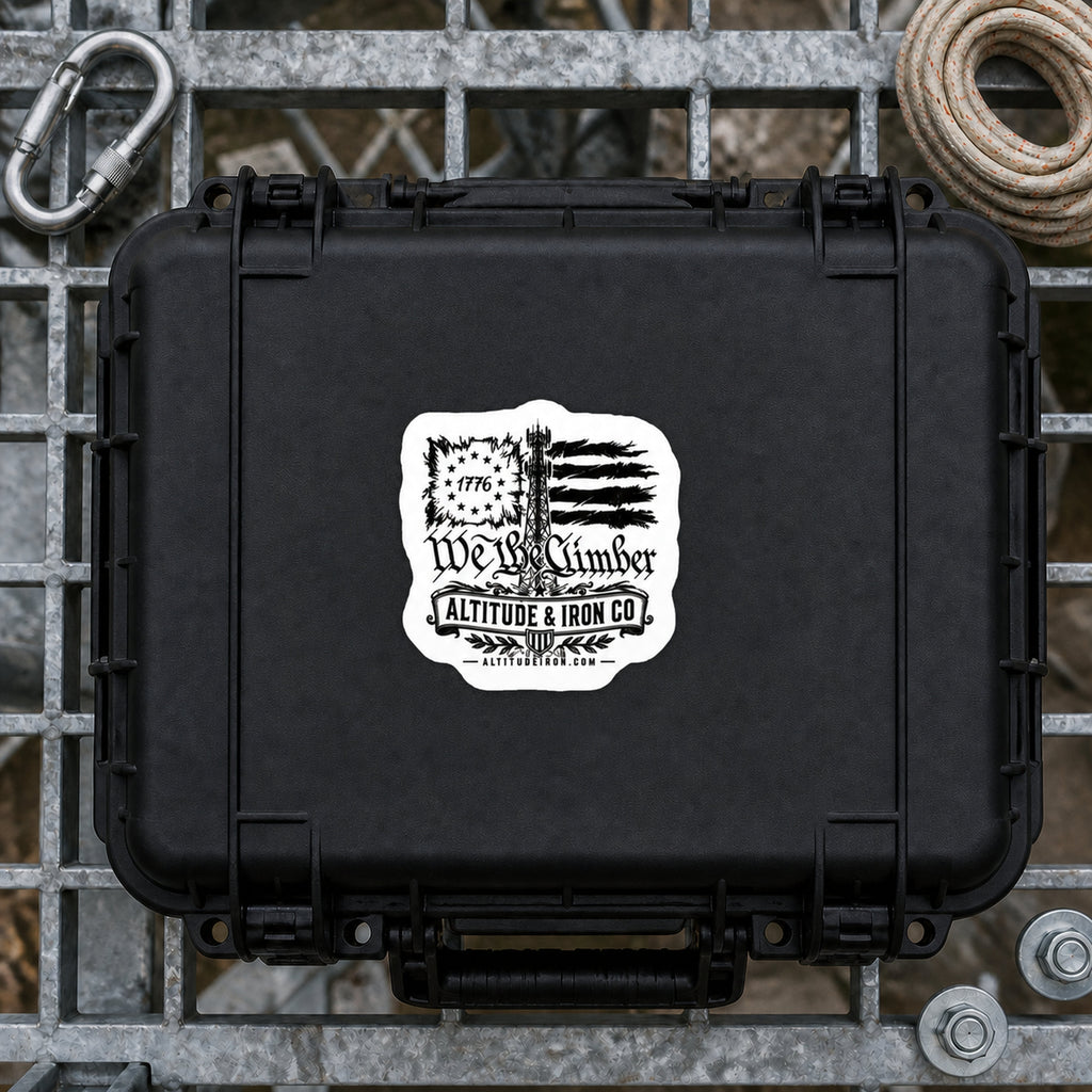 We the Climber sticker applied to a black equipment case